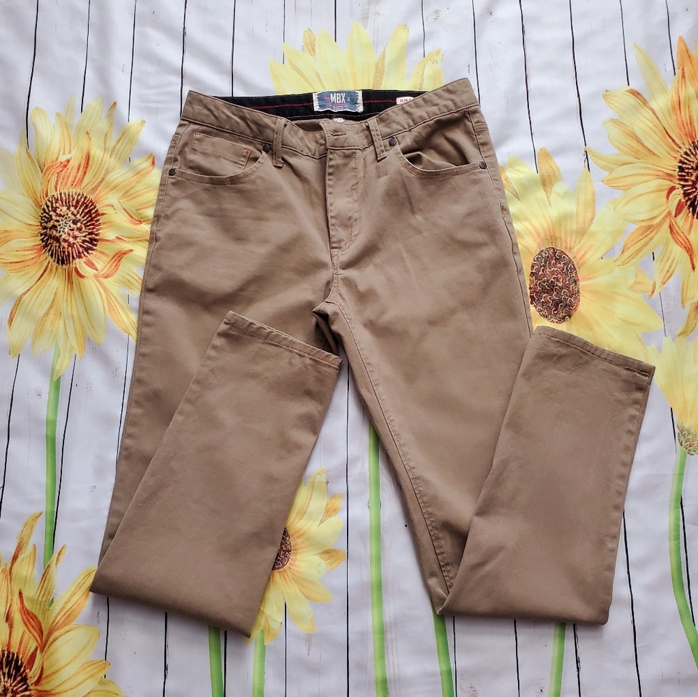 "MBX Denim Wear" Slim Straight Khakis